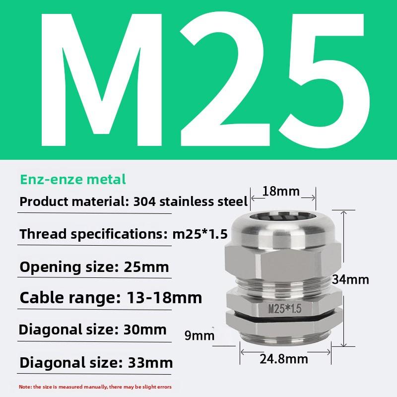 1Pcs Waterproof Cable Gland 304 Stainless Steel Glands IP68 PG7 PG9 M12 M16 Metal Joint PG13.5 M20*1.5 Cable Fixing Seal Joint