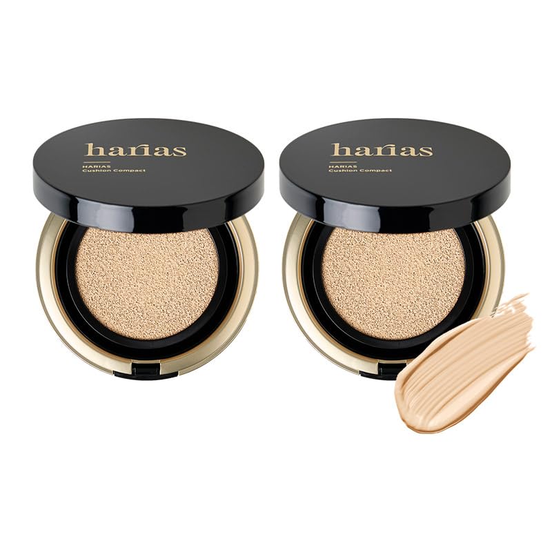 HARIAS Cushion Set of Popular Ranking (Official) Foundation, 2, SPF50+, Niacinamide, Quasi-drug, Serum, Foundation, (Beige)
