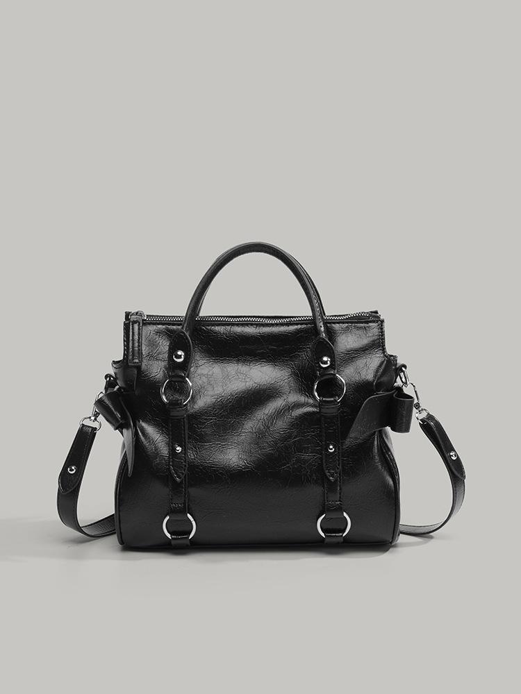 

Vintage high-end large-capacity tote bag female Korean sweet and cool Spice Girl style shoulder bag versatile shoulder messenger bag чёрный