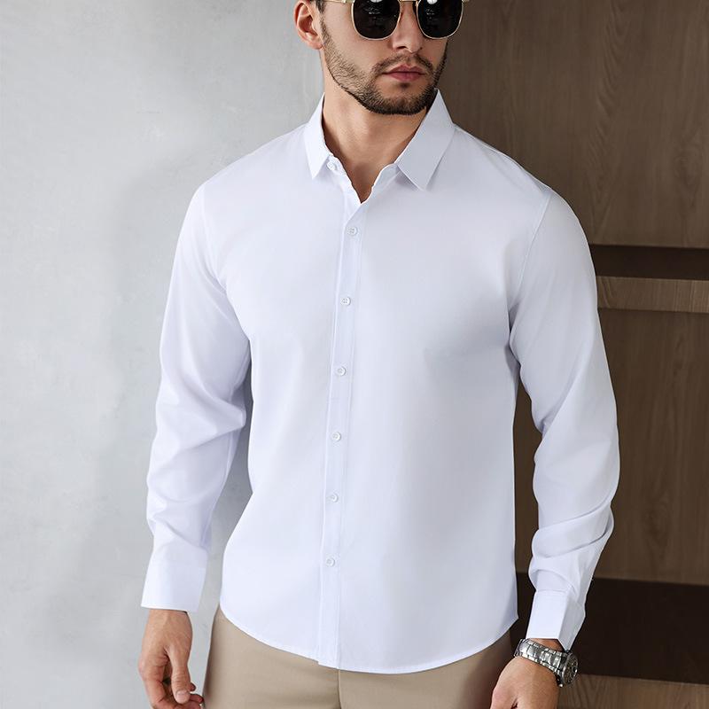 Pánské ležérní tričko s dlouhým rukávem, jednobarevné, odolné proti vráskám, pohodlné, celoroční, univerzální