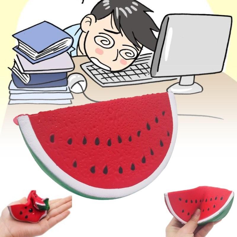 Adorable 14.5cm Children's Pu Stress Relief Toy Realistic Fruit Watermelon Slice