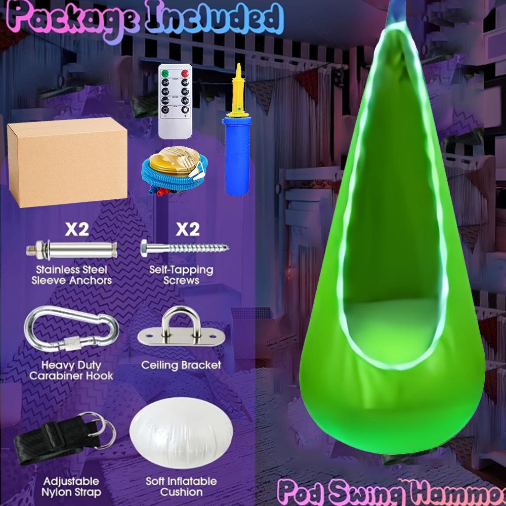 LED-Lit Portable Hanging Chair for Kids – Indoor/Outdoor Creative Nylon Swing
