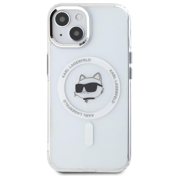 Karl Lagerfeld Klhmp15Shlschh Iphone 15  6.1 Biały/White Hardcase Iml Metal Choupette Head Magsafe