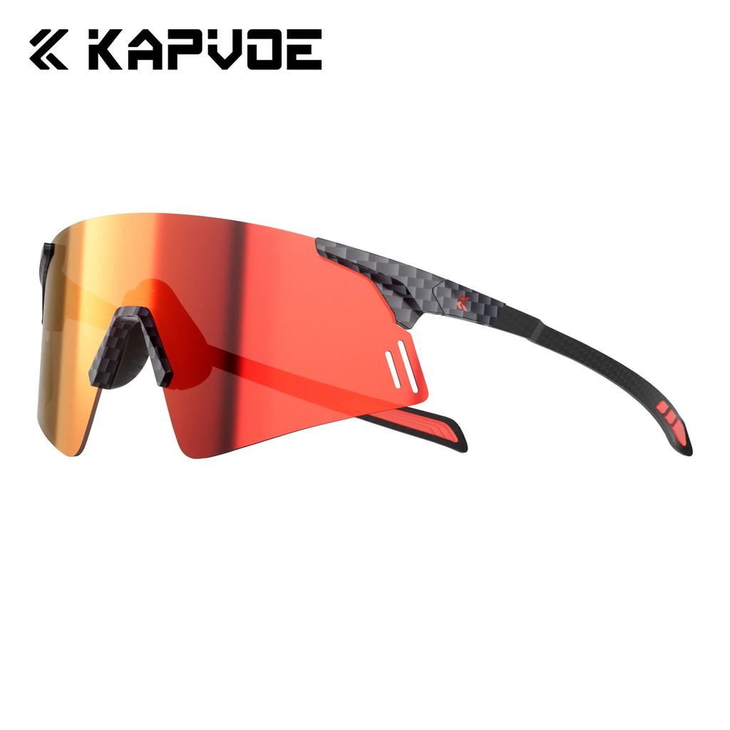 Kapvoe Lightweight Photochromic Rimless Sunglasses Real Carbon Fiber Cycling Glasses UV400 MTB Bike Running Men Sports Eyewear