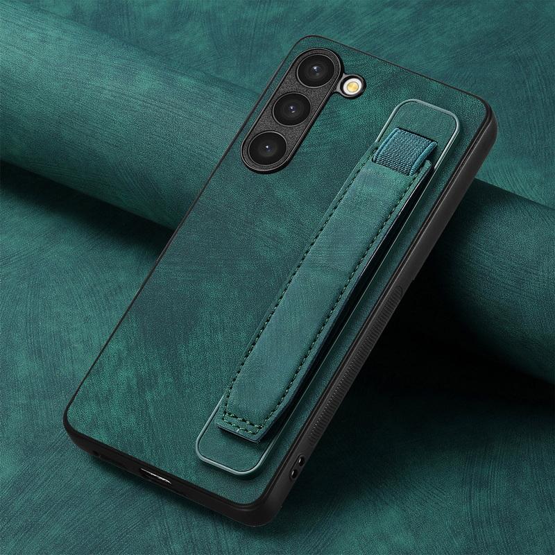 Wristband Holder Leather Phone Case For Samsung S24 S23 S22 Ultra A34 iPhone 16 15 Pro Max 14 13 12 11 Xiaomi 13T Redmi Note 12 Shockproof Slim Cover