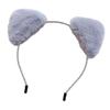 Women Hairband Soft Fluffy Plush Cartoon Kitty Ear Decor Elastic Narrow Brim Anti-slip Regular Fit Solid Color Head Decoration Hair Hoop