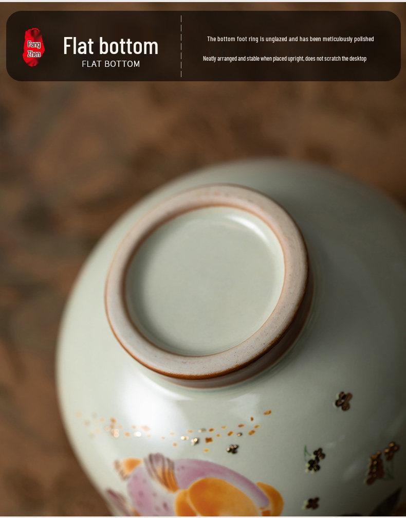 Ash-Glazed Hand-Painted Koi Ceramic Tea Cup for Kung Fu Tea Ceremony