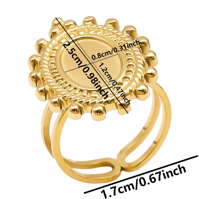 Fashion DIY Drip Oil Rhinestone Round Oval Water Droplets Blank Settings Open Adjustable Stainless Steel Ring For Women Men Gift