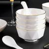 APLO Ensemble de Vaisselle en Porcelaine Bord Doré Amour 24 Pièces
