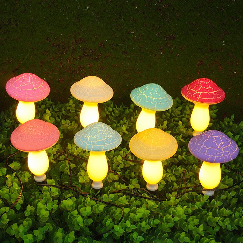 Colorful LED Solar Mushroom String Lights for Garden & Lawn Decoration