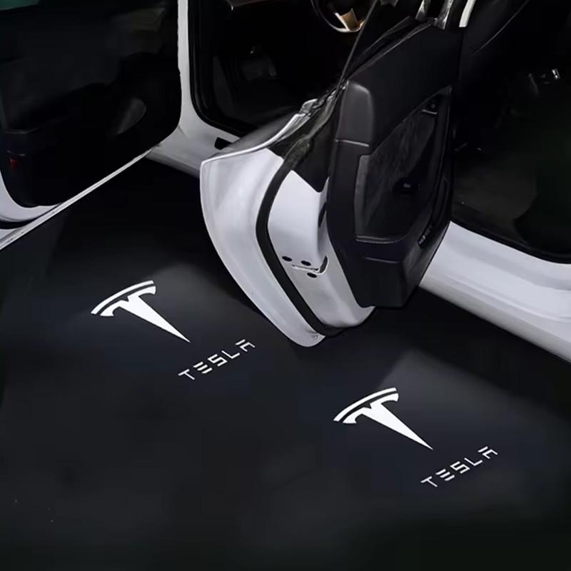 Car Door Welcome Light Led Projector Lamp For Tesla Model 3 Y Model X S Courtesy Lamps