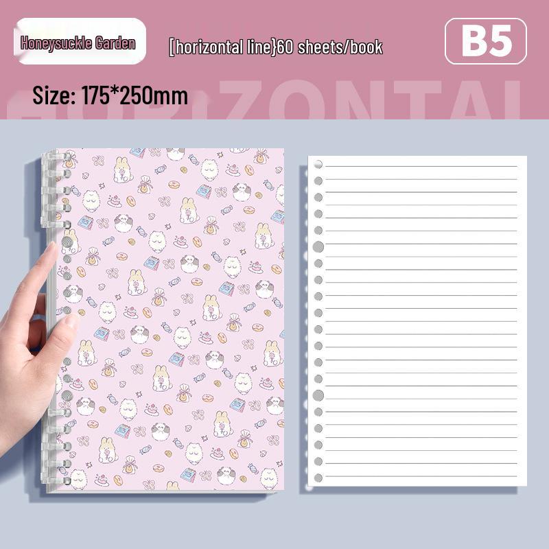 Fresh Floral B5 Loose-Leaf Notebook: Stylish for Instagram, Comfortable Design, Ideal for Students, Simple Spiral Binding.