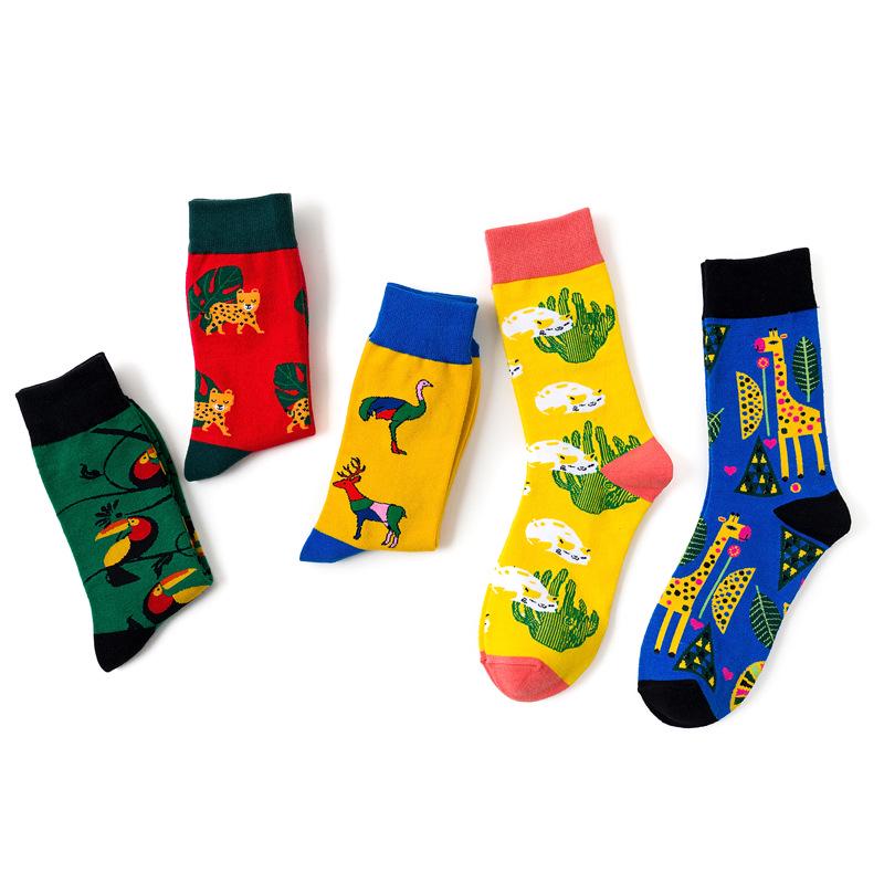 Buy 1 Pair Original Personality Mens Socks Cartoon Animal Cheetah Socks