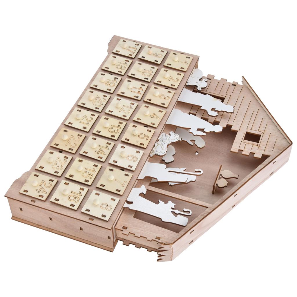 LED Light Calendar Wooden Desk Calendar Christmas Advent Calendar Ornament for Holiday Decoration