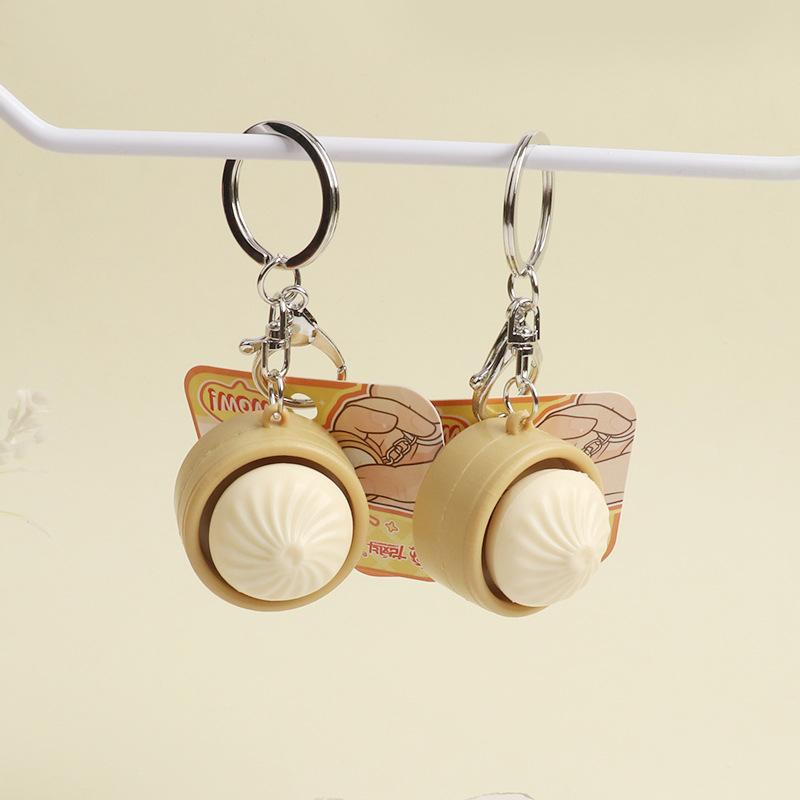 Creative Mini Dumplings Keychain Stress Relief Squishy Squeezing Keychain Uncompressed Buttons Keyboard Fidget Keyrings Gifts