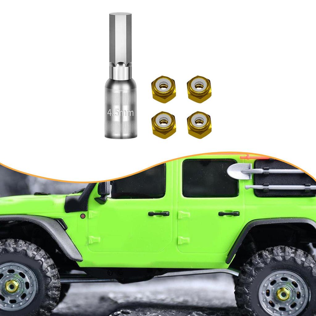 4 Pieces 1/30 Wheel Nuts RC Car Accessories Easy Installation for Crawler Nut Tool