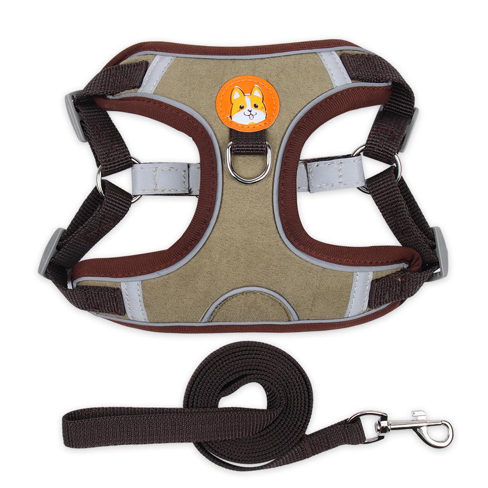 

Reflective Night-Time Cross-Border Dog Harness & Leash - Breathable for Small Pets XL коричневый