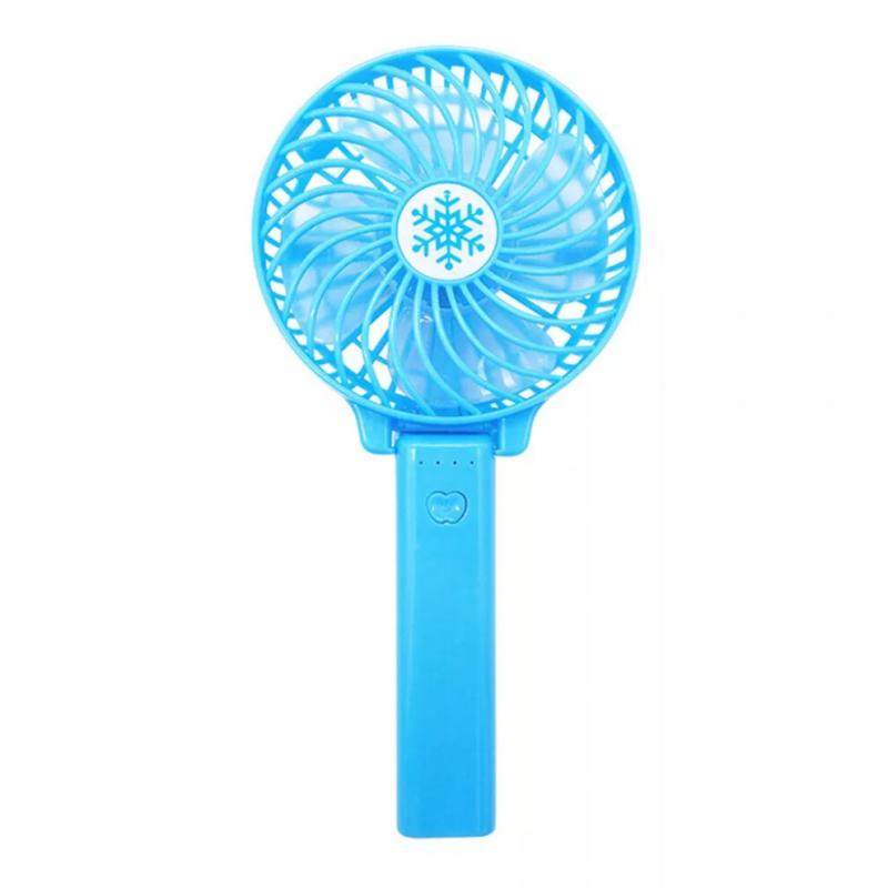 (Blue) Mini Hand Held Fan Portable Folding Desk Fan Cooler Cooling USB Rechargeable Fan