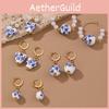 Heart Plastic Resin Earrings Vintage Chinese Design Women Decoration Fashion