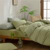 1Set Cotton Washed Four- Piece Set Solid Color Duvet Cover Bed Sheets Duvet Covers Homestay Bedding Home Textiles