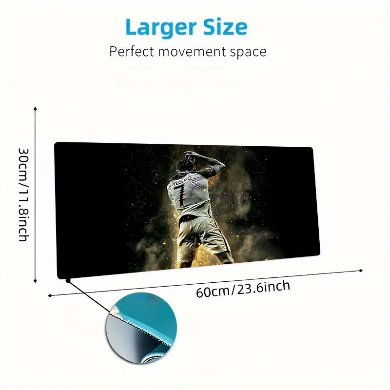 CR7 Mouse Pad, Large Gaming Desk Mat, Non-slip XXL Mousepad for Laptop & Tablet, Mini PC Playmat with Stitched Edges