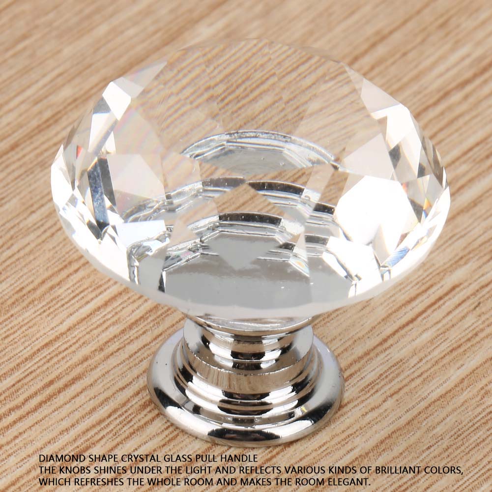 1PCS 30mm   Shape   Glass Pull Handle Cabinet Drawer Door Knob (Transparet)