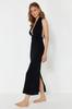 Women's Style Dress Black Maxi Woven Backless Linen Blend Beach Dress