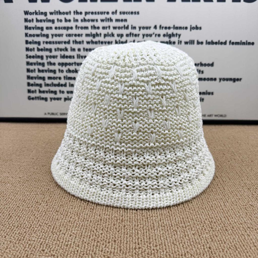 Three-dimensional Jacquard Knitted Bucket Hat Women's Breathable Hollow Bucket Hat Summer Versatile Face Small Sun Hat Tide