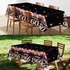 2pcs 60th Birthday Tablecloth, Black Rose Gold 60th Birthday Decorations for Woman Vintage 1966 Table Cloth Plastic Rectangular Table Cover Happy 60