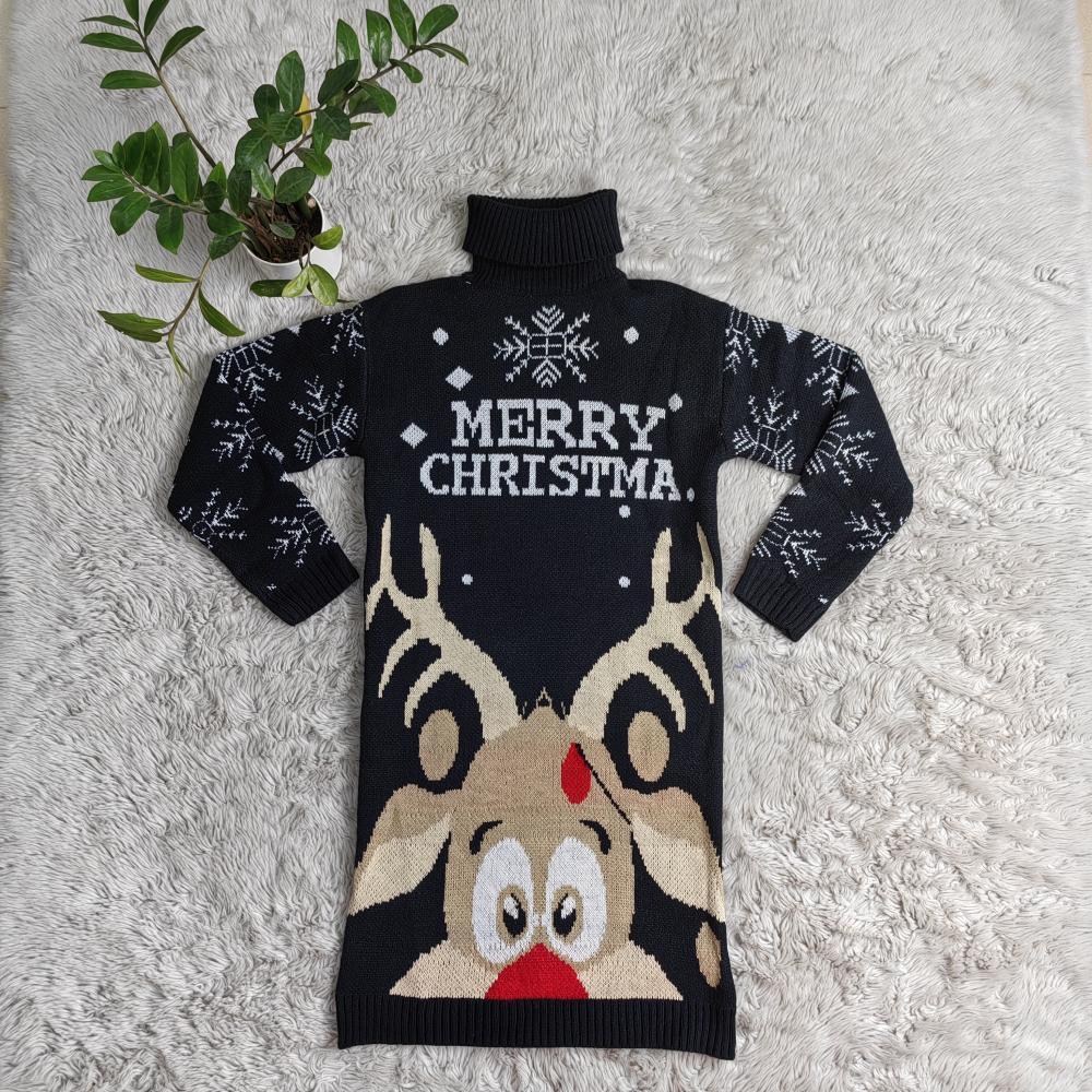 Autumn Winter High Neck Knit Sweater Dress – Elegant Style for Women, Available in 3 Colors