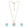 Estele Square Designer Pendant with Rose Gold Plated CZ and Mint Blue Crystals for Women