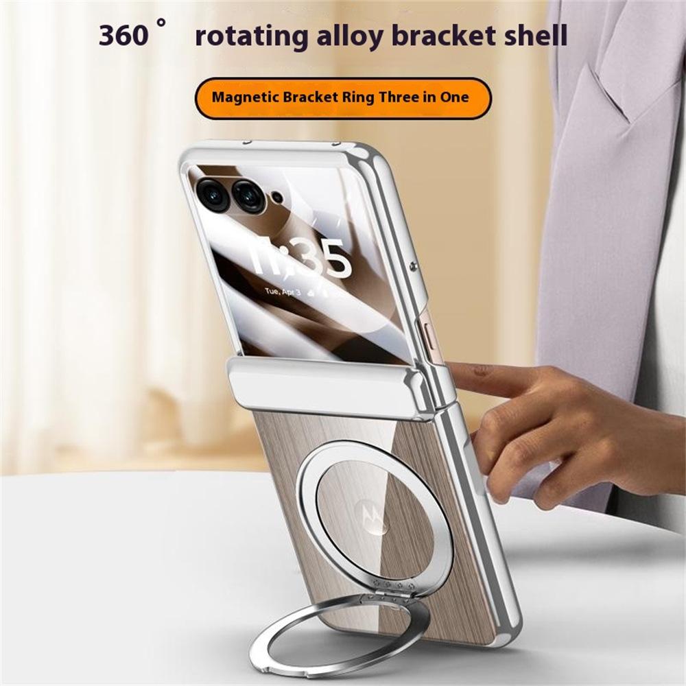 For Motorola Razr 60 Ultra 5G Case Compatible with MagSafe Kickstand Electroplated PC Phone Cover Built-In Screen Protector