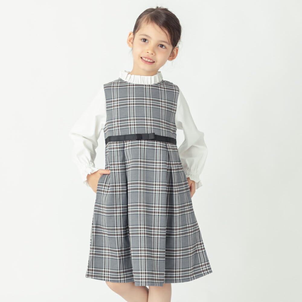 Ever Closet Formal Perfect for School Entrance and Size Gray Children's Clothing, Girls' Dress, Graduation, 90,