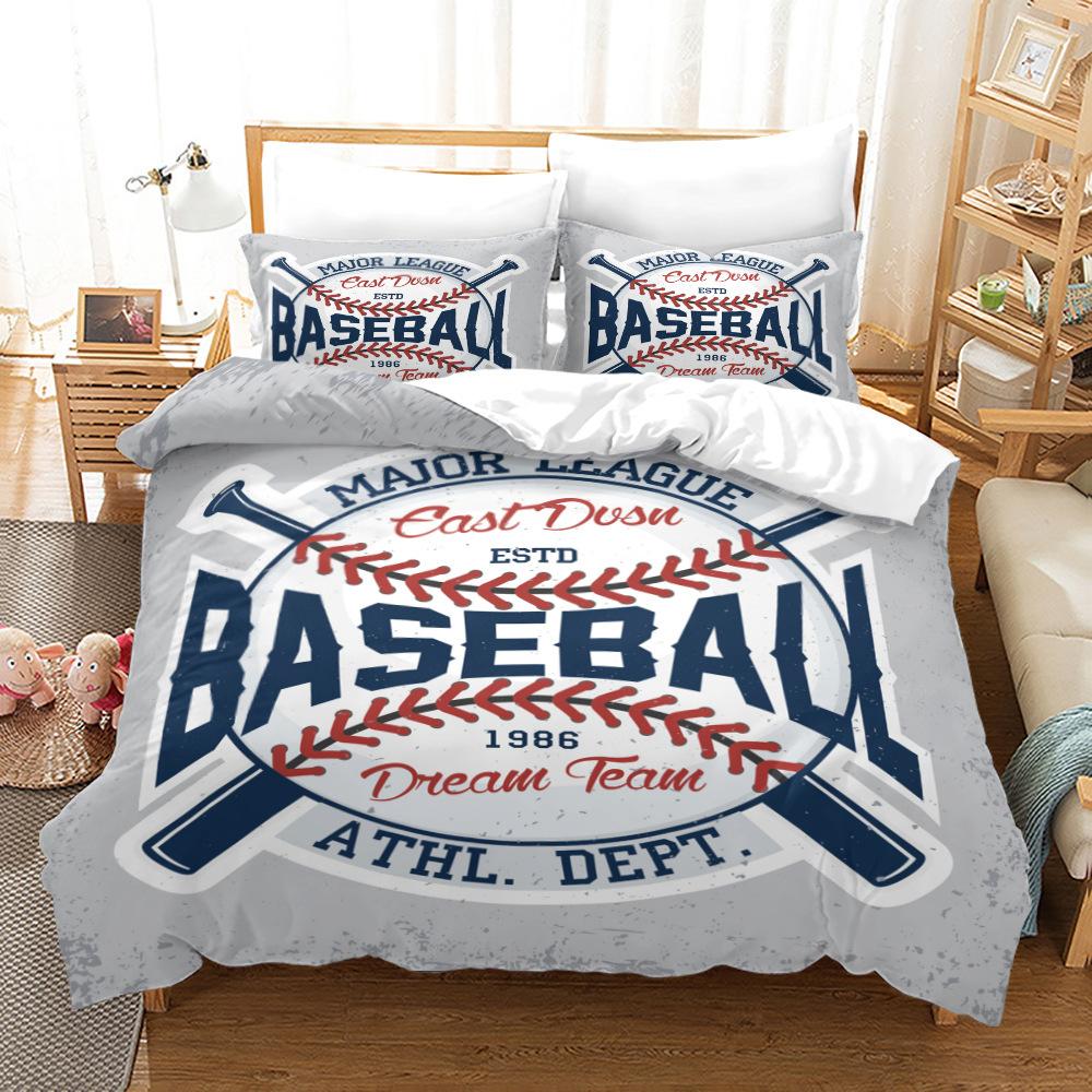 Quilt Cover Bedding Three-Piece 3D Digital Printing Campus Sports Baseball Kit