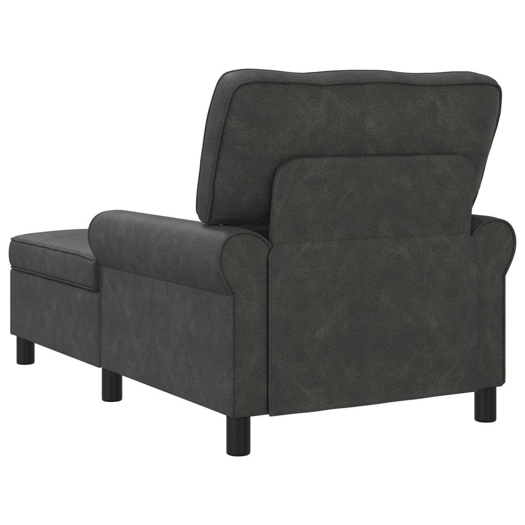 Lounge Chaise Longue with Cushions Black 91 X 157 X 91 Cm Faux Leather