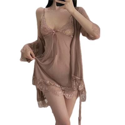 PHCOMRICH Babydoll Sexy Lingerie with Floral Cute and Half Slip Size Lace, Sheer, Gown, Camisole, Nightgown, (Cameo Brown, L)