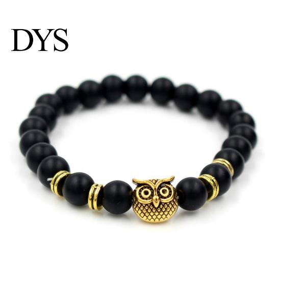  Kralen Armband Geometrische Kralen Uil Bedel Verstelbaar Elastisch Koord Stressverlichting Cadeau Vrouwen Mannen Natuurlijk Kunstmatig Vulkanisch Steen Energie Sieraden Dagelijks