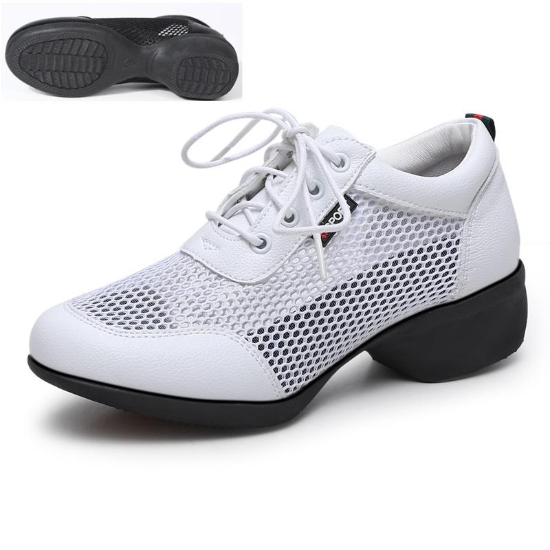 New Mesh Square Dance Shoes For Women Breathable Modern Dancing Shoes Anti Slip Warm Height Increasing Jazz Commuting Shoes