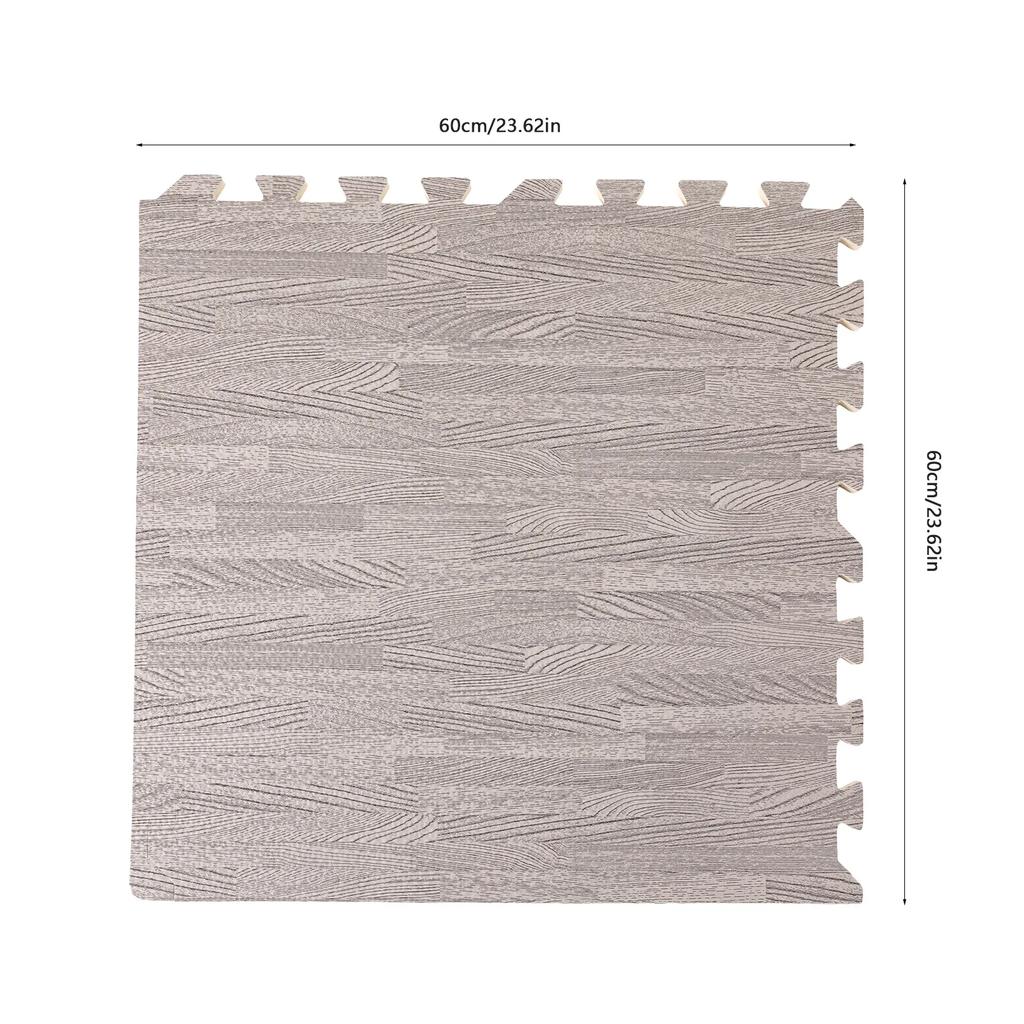 25 pièces 24*24 pouces Gris Grain Bois Mousse Emboîtable Tapis de Sol, 0,4 pouces d'épaisseur Résistant à l'usure Carreaux de Mousse Imprimés pour Salons & Bureaux