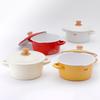 Fuji Enamel Beams Simple 20cm Casserole, Gas and Induction Compatible, Enamel Pot, Vanilla