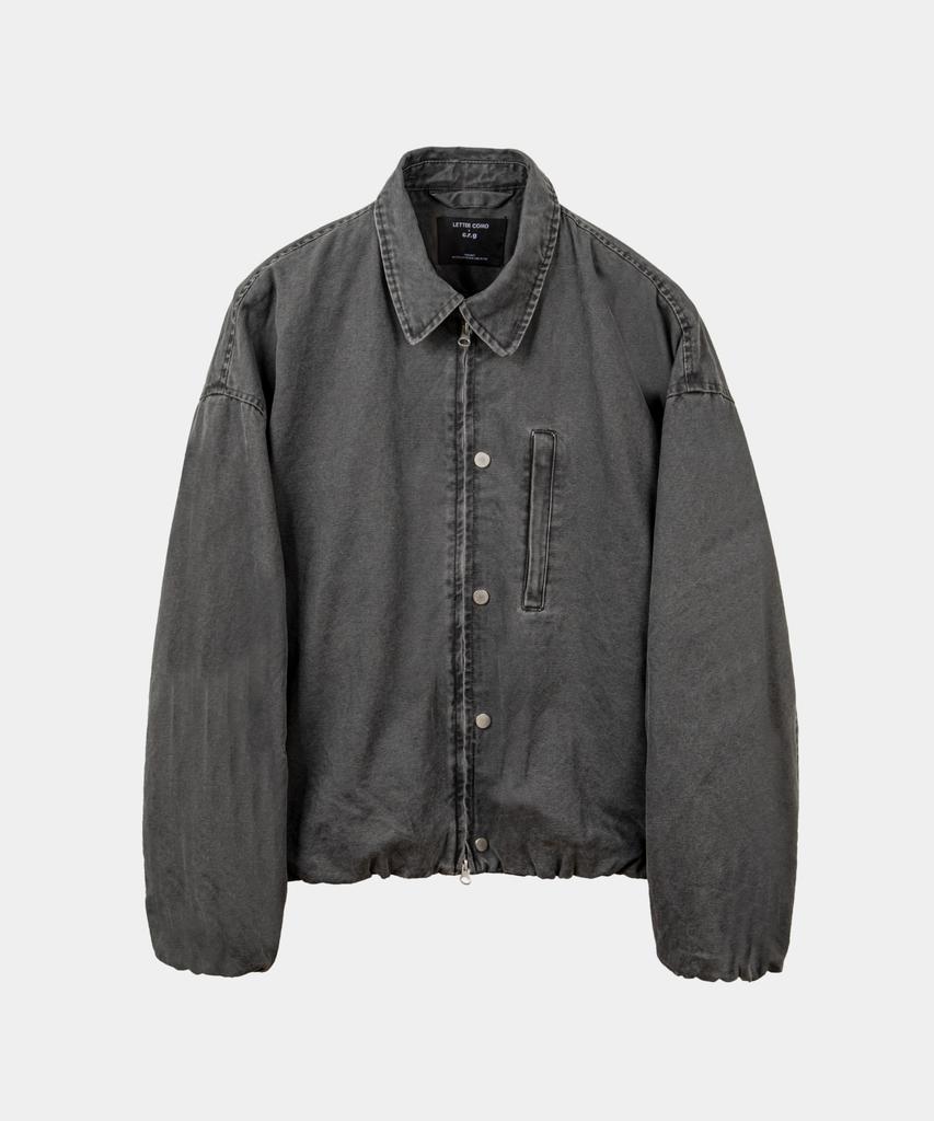 LETTERCOMO Washed Work Crop Blouson Jacket Charcoal