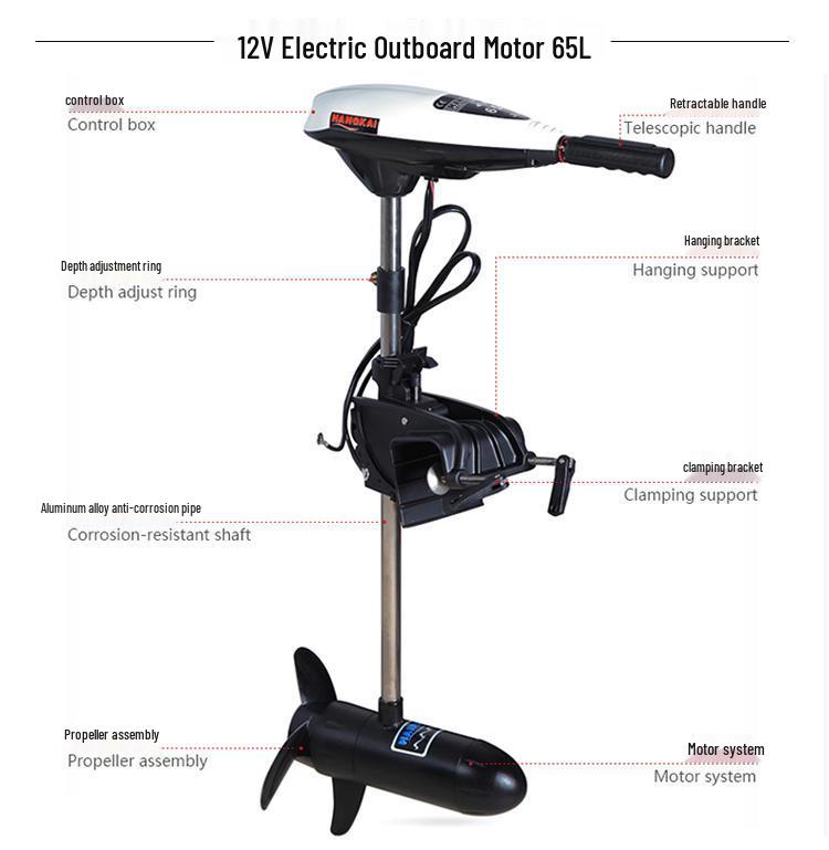 HangKai ET65L Electric Outboard Motor for Inflatable Fishing Boats