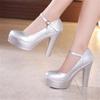 Block Heel Platform Pumps Women Shoes Black High Heels Shoes Ladies Elegant Office Shoes White Red Wedding Party Shoes Size33-43