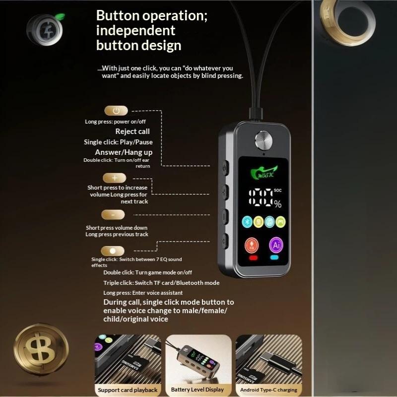 Clip On Bluetooth 5.4 Wireless Gaming Earphones Tf Card K Song Monitor Mode In Ear Earphones For Sports Driving Live Broadcast