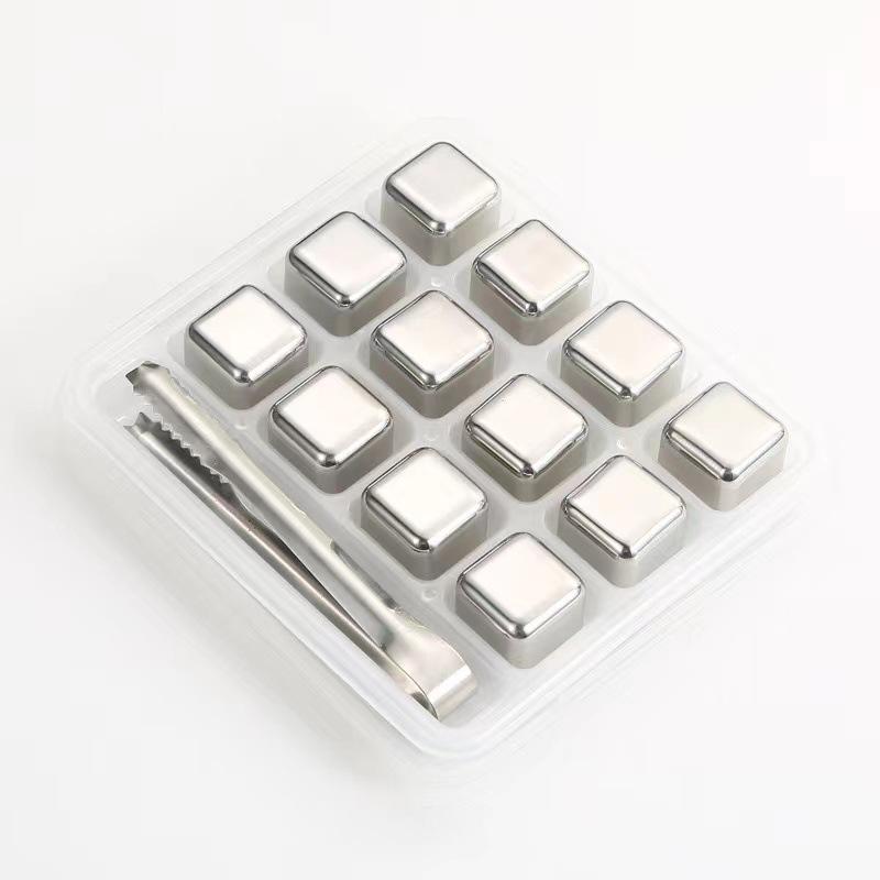 2/4/6/8/12Pcs Stainless Steel Ice Cubes Set Reusable Chilling Stones for Whiskey Wine Cooling Cube Chilling Rock Party Bar Tool