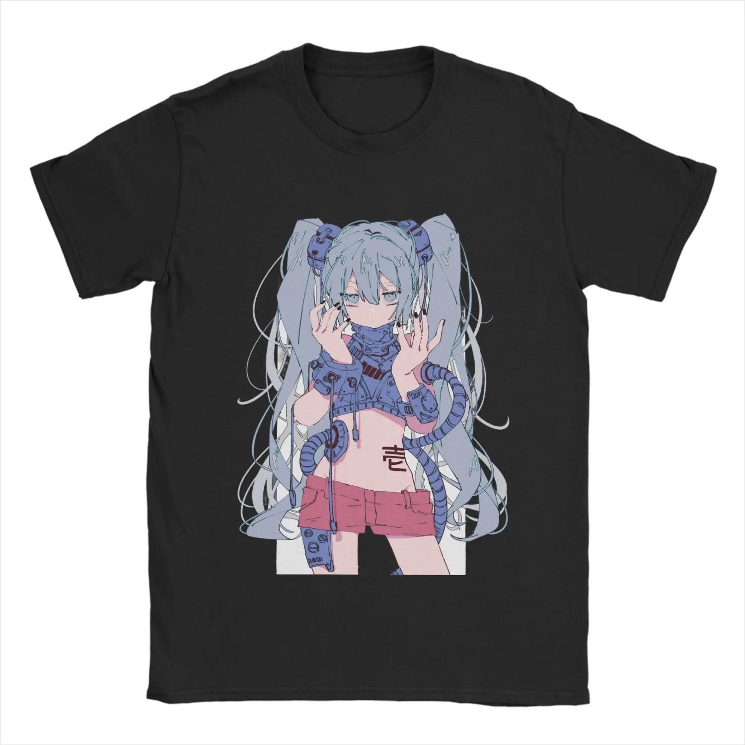 

Japanese Anime Kawaii T Shirt Hatsunes Mikus 100% Cotton Tops Novelty Short Sleeve Crew Neck Tee Shirt XXXXXL чорний