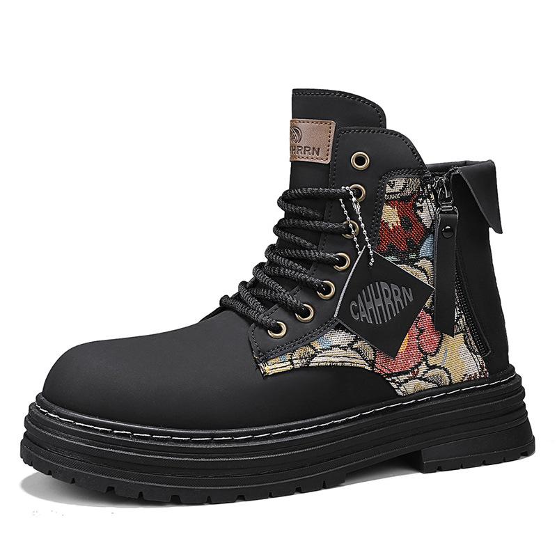 

Casual retro Martin boots autumn new men s British rhubarb boots outdoor wear-resistant non-slip heightening sports tooling boots 44