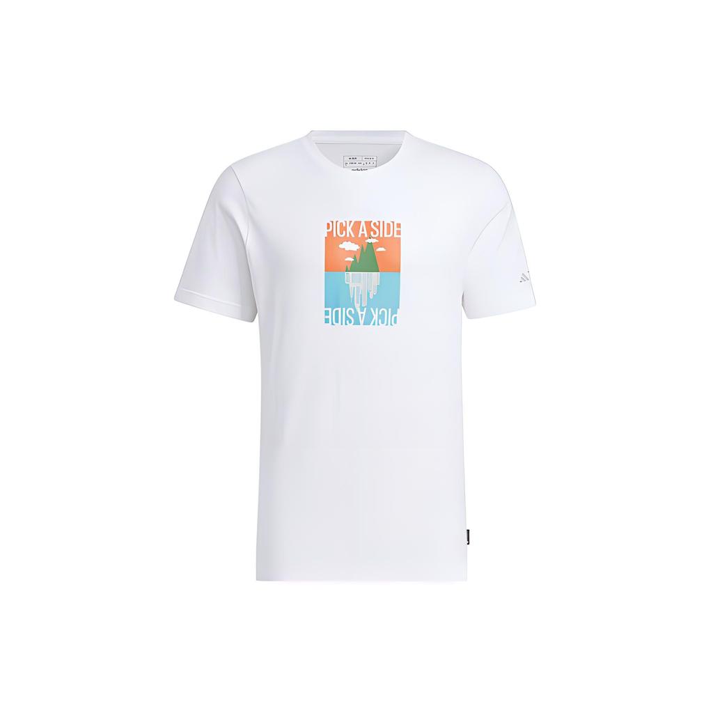 Adidas Round Neck Pullover Letter Print Short Sleeve T-Shirt Men Tops White IS0271