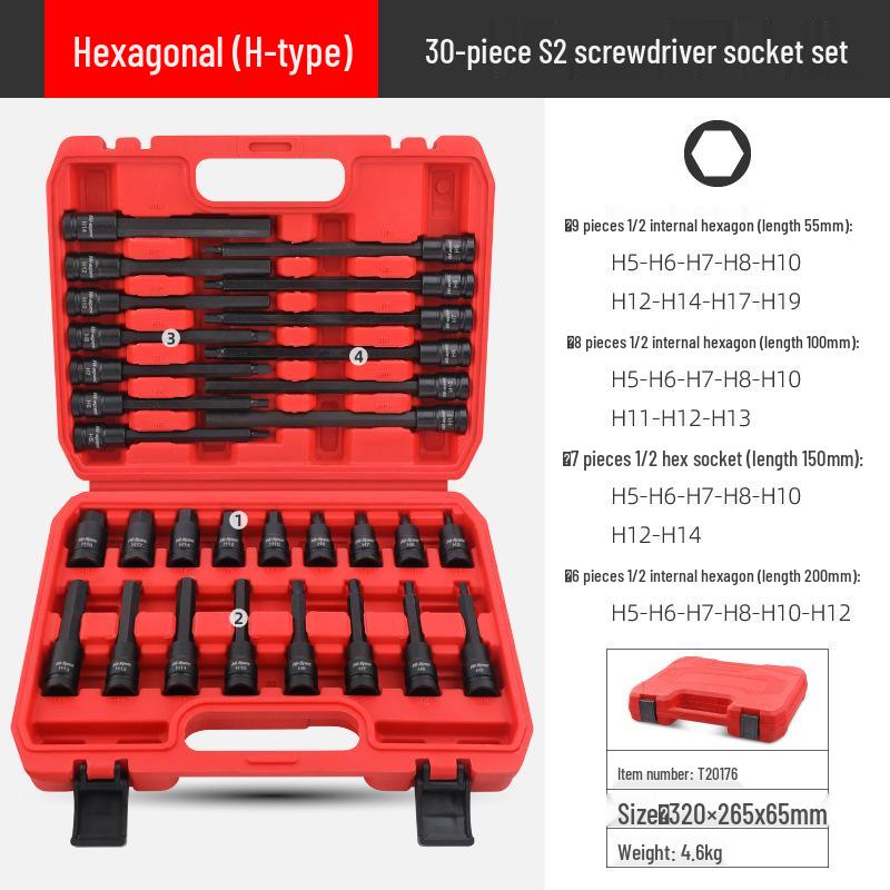 1/2" Electric Hex Socket Wrench and Screwdriver Bit Set