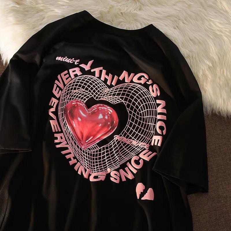 AM24050 CHECK LOVE PRINT TEE